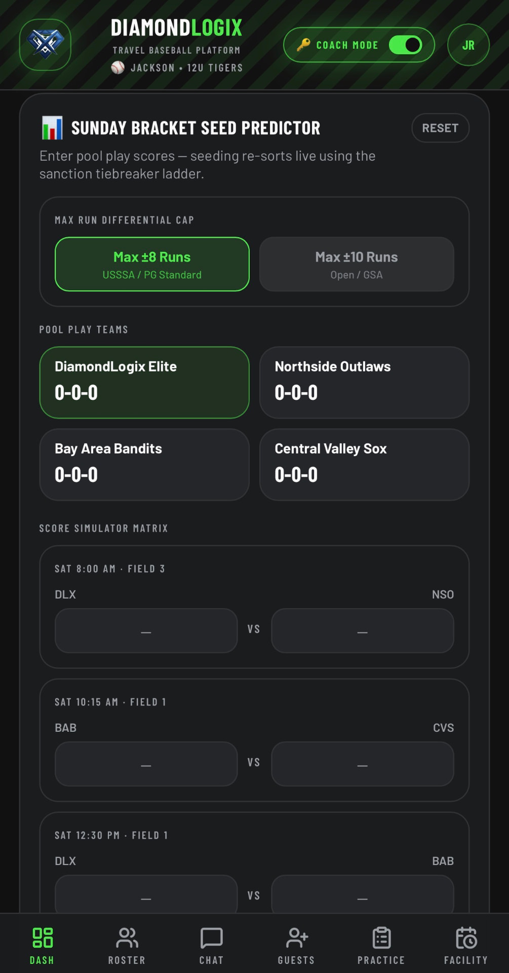 Simulating Sunday Brackets screenshot